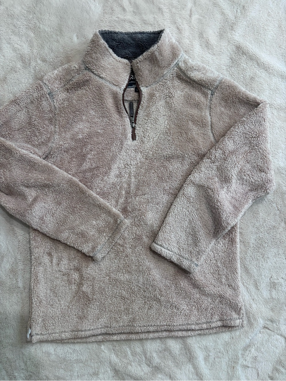 Trinity Plush Sherpa Jacket - Light Beige with Charcoal Trim